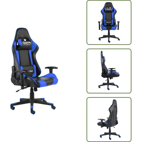 The Living Store Silla gaming giratoria PVC azul - Silla giratoria