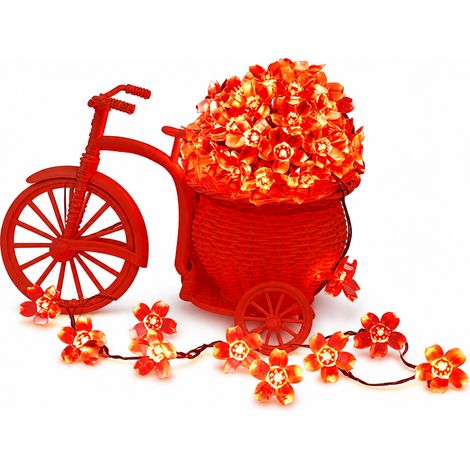 Guirlande Solaire LED Fleurs de Cerisier Rouges, 100 LED, 8 Modes, Étanche pour Jardin et Extérieur (1/5)