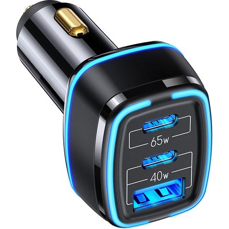 Adaptateur allume-cigare USB à 3 ports PD 65 W avec double port USB et chargeur de voiture QC 3.0 (1/4)