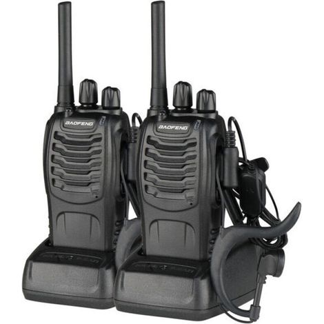 2PCS BF-88E 1500mAh Walkie-talkie en veille ultra-longue durée EU Standard Noir (1/4)