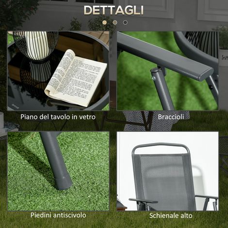 Canapé de Jardin 2 Places + Table Ronde Ø45x50 cm, Gris Anthracite Métal, 53.5x64x93 cm