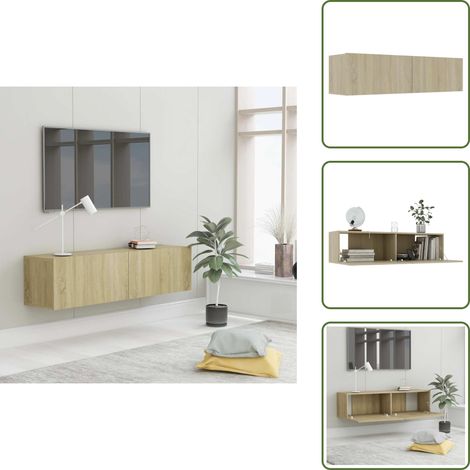 Meuble TV Chêne sonoma 120x30x30 cm Bois d’ingénierie - Meubles Tv Mural - Meuble Téléviseur - Rangement Tv - Support Tv Murale - Étagère Tv (1/5)