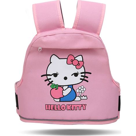 Harnais de moto enfant 3D alvéolé respirant avec sangle de sécurité réfléchissante et poche pour vélos et motos Hello Kitty rose (1/3)