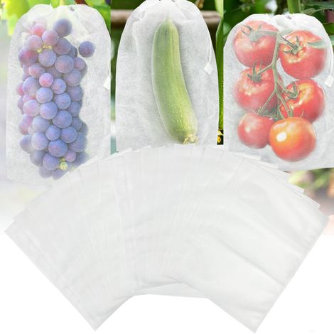 Pack de 100 Raisin Sacs de Protection, 20 x 30 cm de Fruits de Protection des Sacs, des Non-Tissé de Raisin Sacs de Protection, Jardin Maille Sacs avec Cordon de serrage, des Fruits, des Sacs de Prote (1/5)