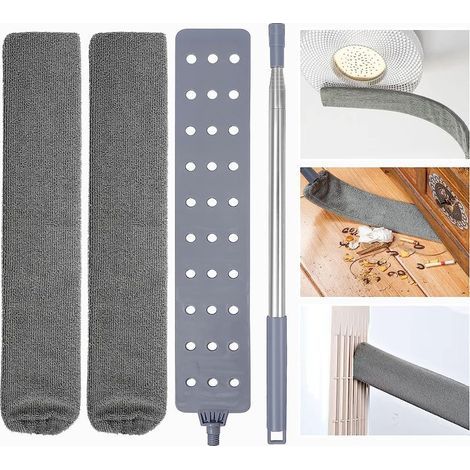 Scopa per la polvere telescopica flessibile – manico in lega di alluminio – microfibra per superfici delicate – pulizia di spazi ristretti – Minetgnon (1/5)