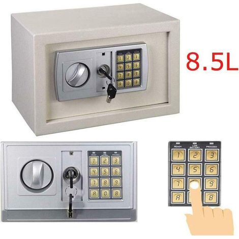 Digital Safe Box Home Safes Cash Anti-theft Safe Box Electronic Documents Safety Safe Security Box Solid Steel with Full-digit Keypad, 2 Keys and 2 Bolts 8.5L (31x20x20cm, White)