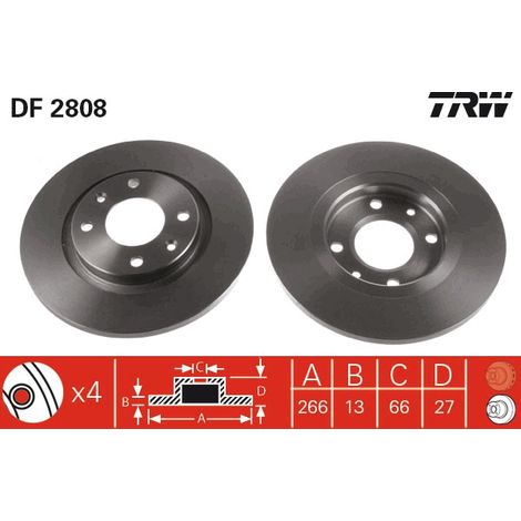DISQUE DE FREIN AVANT DF2808 TRW (1/2)