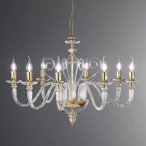 Lampada a sospensione DEBUSSY in vetro lavorato a mano D84 cm Oro 8 LUCI (1/2)