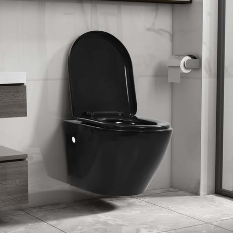 Toilette suspendue au mur avec réservoir caché Céramique Noir (1/5)
