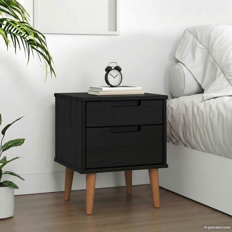 vidaXL Armadio da Notte Nero 40 x 35 x 48 cm Legno di pino