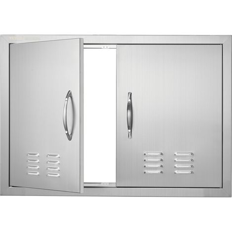 VEVOR BBQ Access Door, 762x533 mm Double Outdoor Kitchen Door, Stainless Steel Flush Mount Door, Wall Vertical Door with Handles and Vents, for BBQ Island, Grilling Station, Outside Cabinet (1/5)
