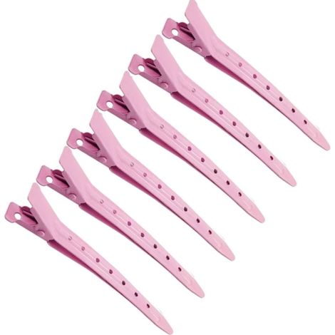 Sollbry Pince Crocodile Cheveux 24 Pièces, Pinces Cheveux 8.9cm, Pince Coiffure en Métal, Pince Bigoudis Cheveux Professionnelles Antirouille avec Trous, pour Coiffure DIY pour Femmes et Filles (Rose) (1/5)