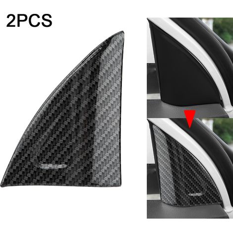 2pcs Kit Garniture de Fenêtre Triangulaire de Portière en Fibre de Carbone pour MG ZS 2017-2018, Décoratif Autocollant de Voiture, Sticker Noir (1/5)