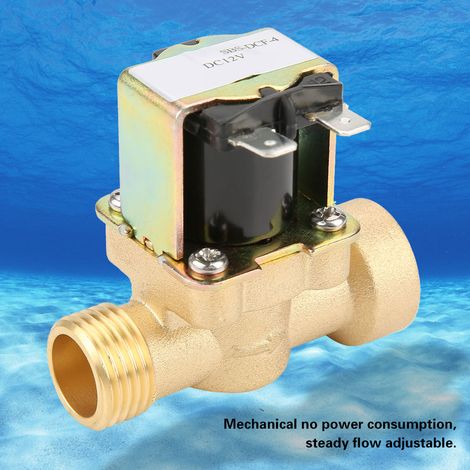 Elektrisches Magnetventil aus Messing, DN15 G1/2, normal geschlossen, vorgesteuert, Wassereinlass, 12 V DC (1/5)