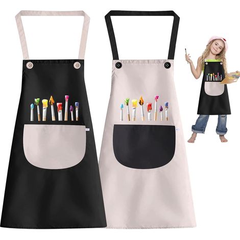 Tablier Peinture Enfant, Réglables Tablier, Tablier Enfants avec Poches, Tablier Peinture Enfant Imperméable, Tablier Enfant, Pour Garçons Filles, Poterie, Peinture, Cuisine (1/5)