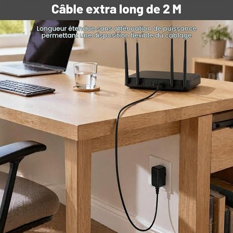 Adaptateur Secteur 12V 2A, AC 100V-240V vers DC 12V 24W Chargeur (1/2)