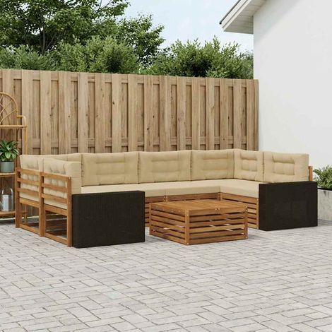 vidaXL Outdoor-Sofagarnitur mit Kissen 7 pcs Natur und Beige Polyester (1/5)