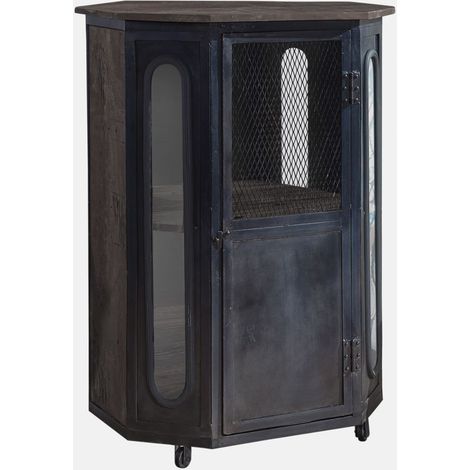 Vitrine Mango 76x60x120 grau lackiert RAILWAY 2330