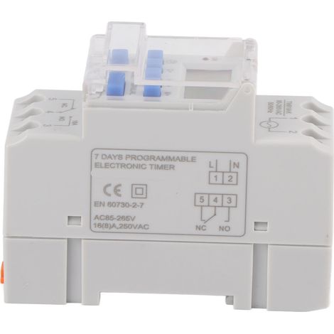 Minuterie hebdomadaire 12/24 h, 16 A, 85-265 V CA, avec écran LCD et interrupteur marche/arrêt, relais programmable (1/5)