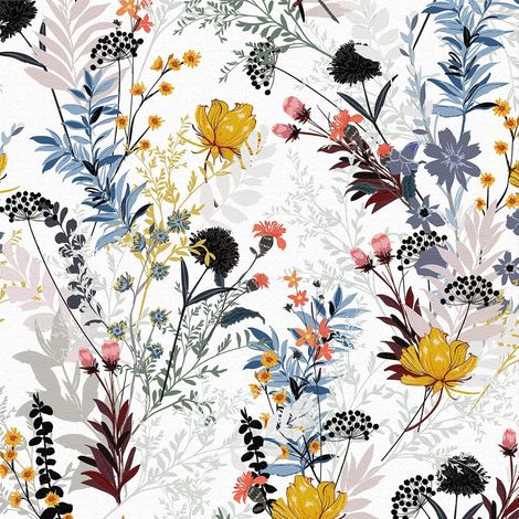 Papier Peint Autocollant, Fleurs Sauvages Vintage Peler et Coller Papier Contact, 44x500CM Motif Floral Victorien Papier Peint Amovible Décoration Autocollant pour Mur (1/5)