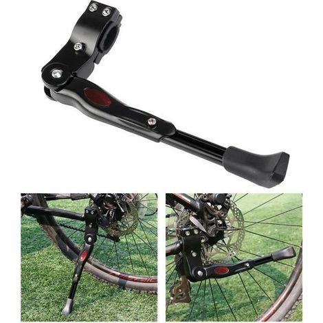 Béquille latérale universelle en alliage d\'aluminium FOXNOVO pour VTT et vélo de route - Noir (1/4)