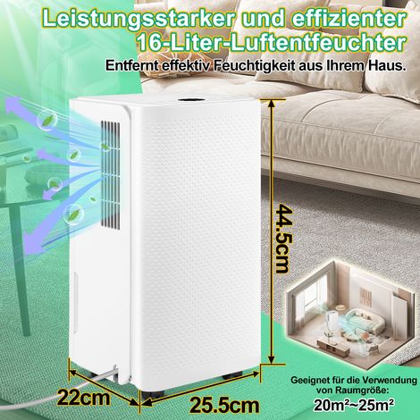 Wolketon Luftentfeuchter Waeschetrocknung Raumentfeuchter Bautrockner Luftreiniger Abnehmbarer 2LTank 24Stunden Timer (1/3)