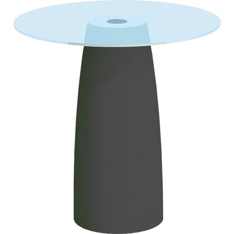 Couchtisch Break Cromia aus Harz mit Glasplatte für den Außenbereich "Made in Italy" Einfarbig Ø 70 cm -Grau / 90 cm