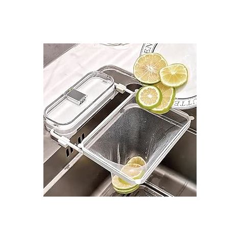 Grille de filtre d'évier de cuisine, filet de drain d'évier avec ventouses, contient 100 filtres, ventouses amovibles pour les résidus de cuisine (blanc) (1/5)