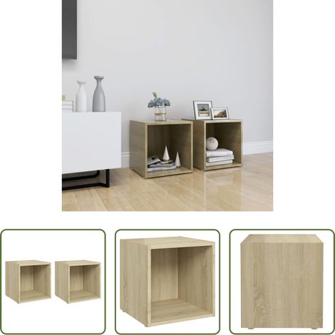 vidaXL Holzschrank - TV-Schränke 2 Stk. Sonoma-Eiche 37x35x37 cm Holzwerkstoff (1/5)