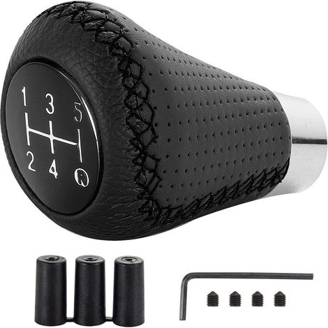 TRADE SHOP - Pomello Leva Cambio Pelle Universale Per Auto 5 Marce Adattatori 8mm 10mm 12mm - (1/3)