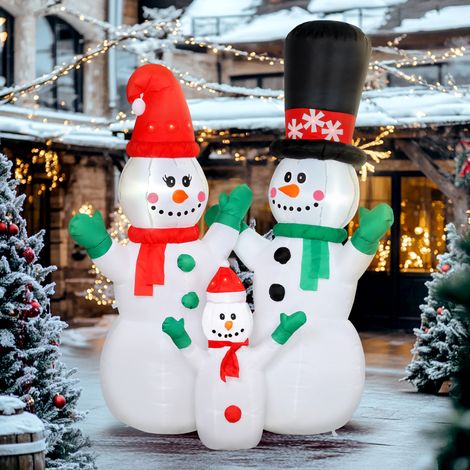 Famille de bonhommes de neige gonflables, décoration de Noël de 1,8 m avec éclairage LED pour une utilisation intérieure et extérieure