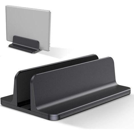 Supporto verticale per laptop, supporto per laptop in alluminio, supporto da scrivania regolabile per laptop, nero (1/5)
