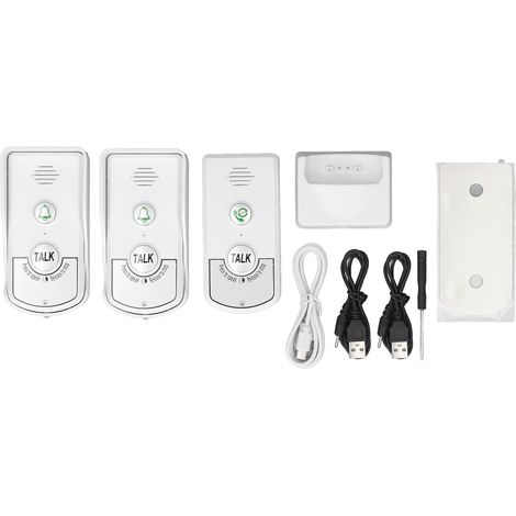 Sonnette d'interphone vocal sans fil 410 à 490 MHz IP54 étanche 1000 m Distance Kit maison blanc (1/5)