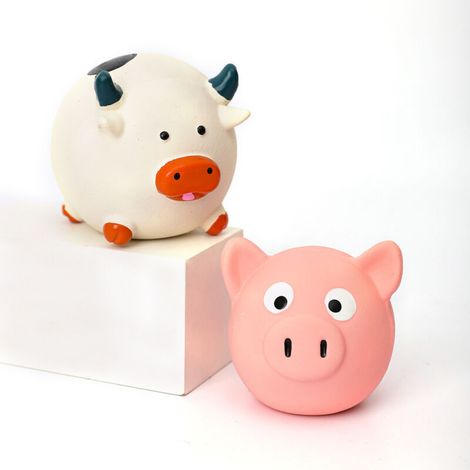 Lot de 3 jouets à mâcher en latex pour chien, jouets interactifs pour chien, jouets pour animaux de compagnie en forme de cochon, jouets amusants en forme de vache et de poussin pour chiots