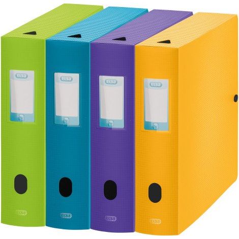 Boîte de classement plastique Oxford Memphis dos 8 cm couleurs assorties mode - Lot de 8