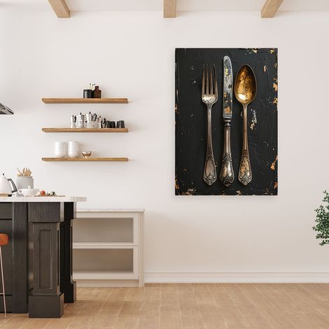 Wandbild Altes Retro Vintage Besteck 40x60 (1/4)