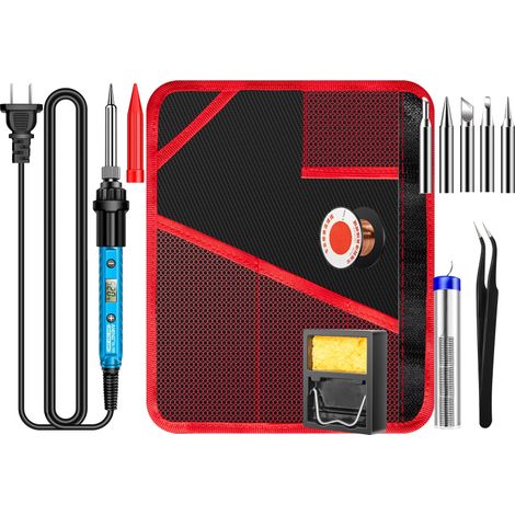 Irovami Kit fer souder 60W – bleu, 180-520°C, 11 pièces, US