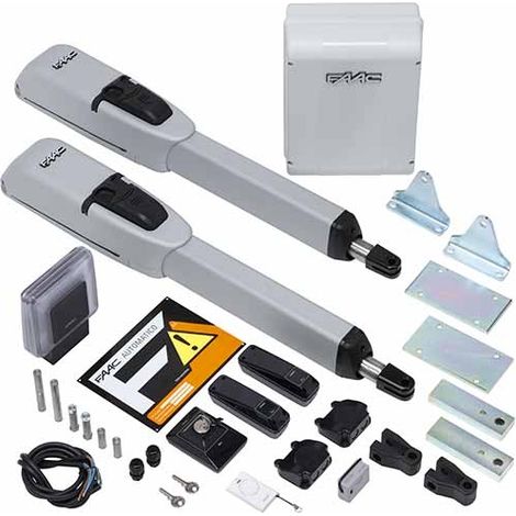 Faac – Kit de motorisation de portail battant 230V – Automatisation électromécanique jusqu'à 800W – Largeur de vantail 2,5m – Fixations en acier inoxydable