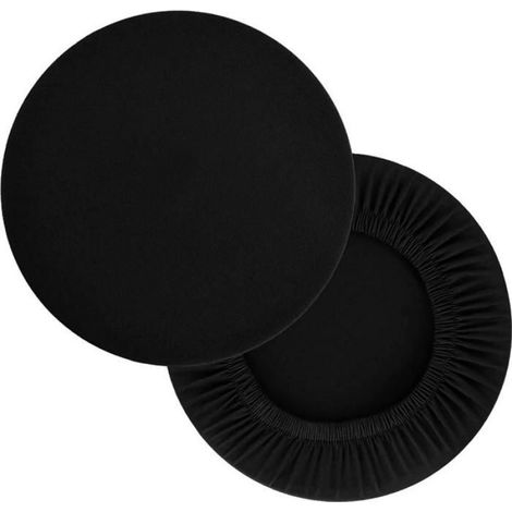 Housse de tabouret - - Ronde - Noir - Lot de 2 - Lavable et extensible (1/5)