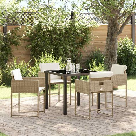 Ensemble de salle à manger pour jardin 5 pcs-Salon de jardin Beige polyrotin 320599 (1/5)