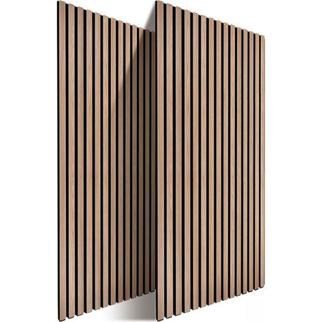 Relaxdays acoustic panels, set of 2, 120 x 60 cm, sound insulation & wall covering, oak veneer, natural