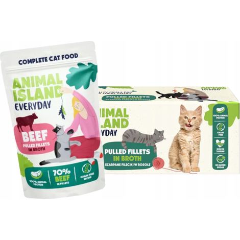Alimento húmedo para gatos ANIMAL ISLAND, carne de res en caldo, 40 x 85 g (1/2)