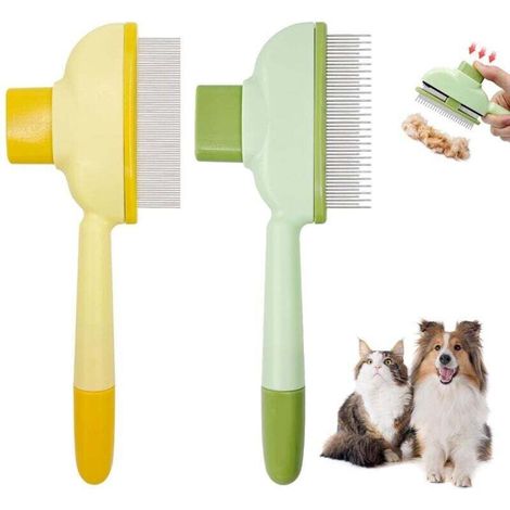 Peigne anti-puces pour chiens et chats, brosse d'épilation, peigne d'épilation pour animaux, peigne d'épilation en acier inoxydable à dents longues et courtes. (1/4)