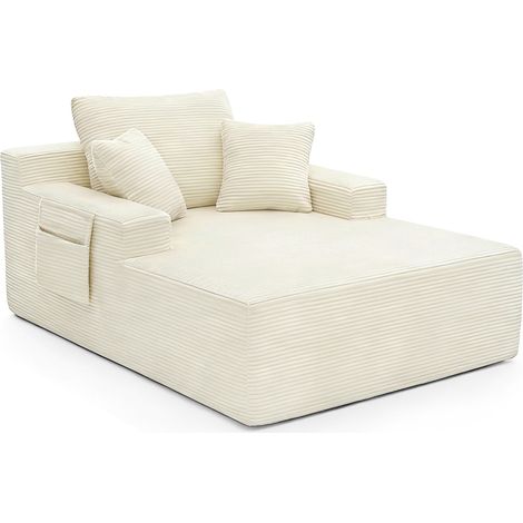 Canapé en velours côtelé avec poches latérales pour rangement, coussins doux pour dossier et assise (1/5)