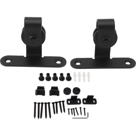 Ensemble de mini roulettes noires pour quincaillerie de porte coulissante de style grange, accessoires pour rails de levage d'armoire (1/5)