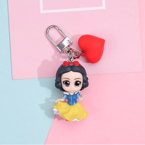 Anneau porte-clés Disney Princesse Blanche-Neige, Ariel, Cendrillon, Raiponce, Aurore, Belle - Lot de 5 figurines animées pour sac, jouet enfant, cadeau anniversaire. (1/3)