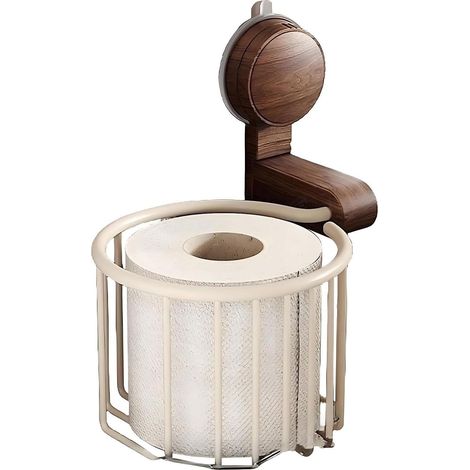 Portarrollos de papel higiénico de pared de estilo retro con cesta de malla metálica toallero de pared, cesta para pañuelos de baño, estilo retro (blanco). (1/5)