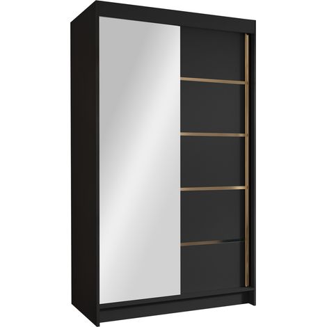 Armario Closico 189, Negro, 200x100x58cm, Puertas de armario: Correderas, Número de estantes: 0 (1/4)