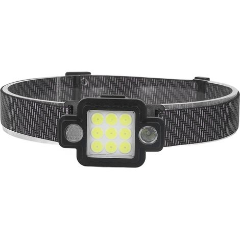 Lampe frontale fonctionnelle avec batterie 2400 mAh, rechargeable par USB, LED COB, étanche à vie (1/5)