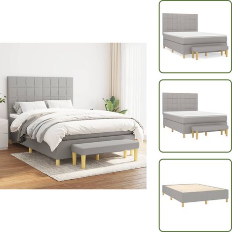 Boxspringbett mit Matratze Hellgrau 140x200 cm Stoff - Boxspringbett - Doppelbett - Bett Mit Matratze - Bettsofa - Schlafsystem